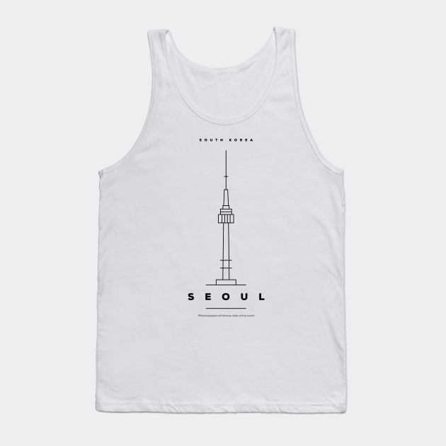 Seoul Minimal Black Line Design Tank Top by kursatunsal